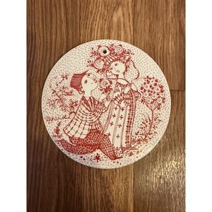 Nymolle Bjorn Wiinblad Juni Roser June Ceramic Wall Plaque Red White‎ 3013-6 6in